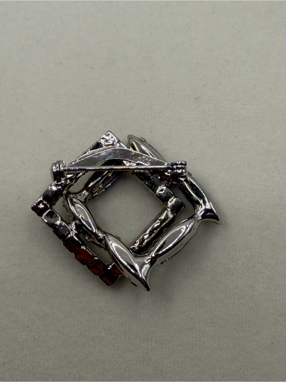 Sapphire-Blue Crystal Square Brooch - Women Jewelry - Picture 4 of 11